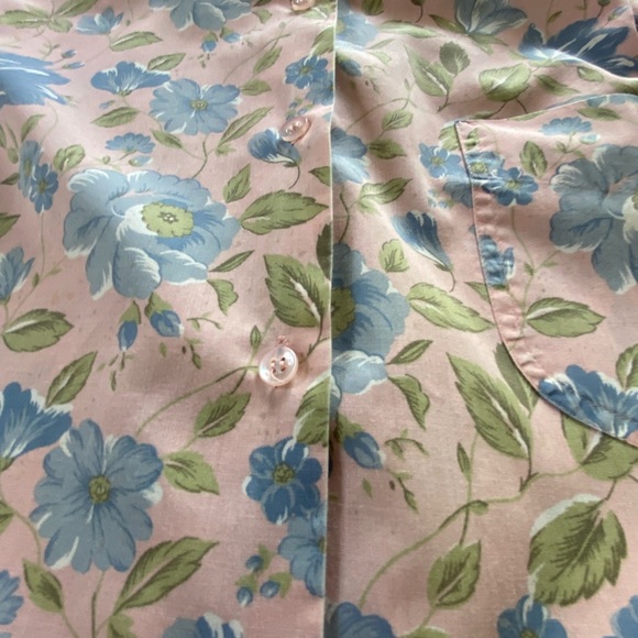 Hasting & Smith Vintage Button Up Shirt Dusty Pink Floral Short Sleeve Size 14 - Picture 9 of 13